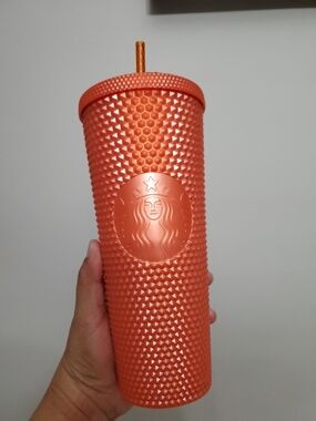 Starbucks Orange Studded Reusable Tumbler with Straw